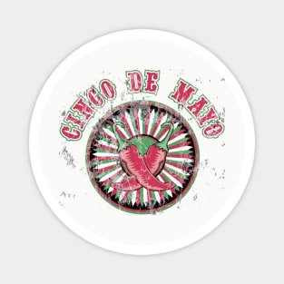 Distressed Cinco de Mayo Logo Peppers Magnet